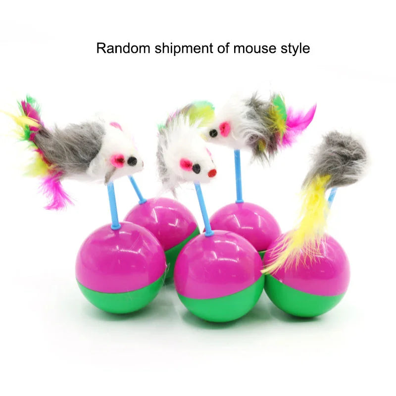 Tumbler Mouse Roly Poly Cat Toy – Feather Interactive Pet Toy