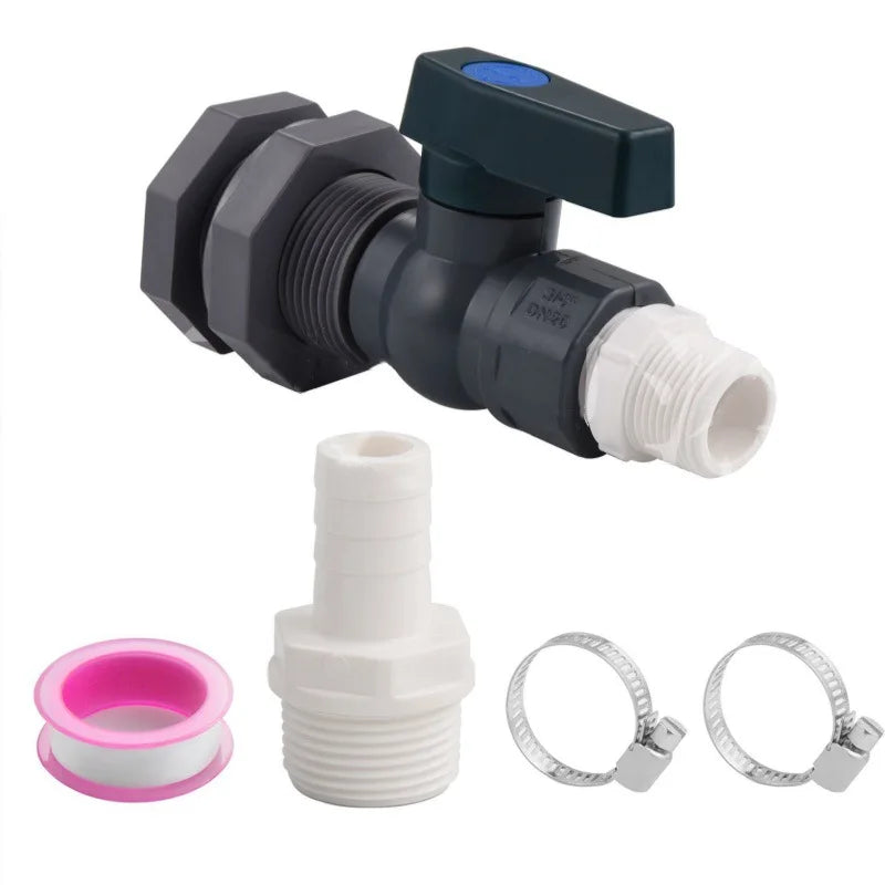 PVC Rain Barrel Spigot Kit – 3/4" Drain Adapter with Seal