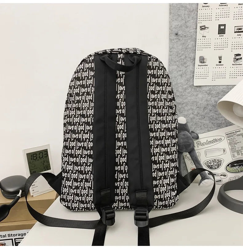Unisex Words Print Backpack – Large School & Travel Daypack