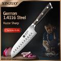 XINZUO 5-Inch Santoku Knife | German DIN 1.4116 Steel & Ebony Handle