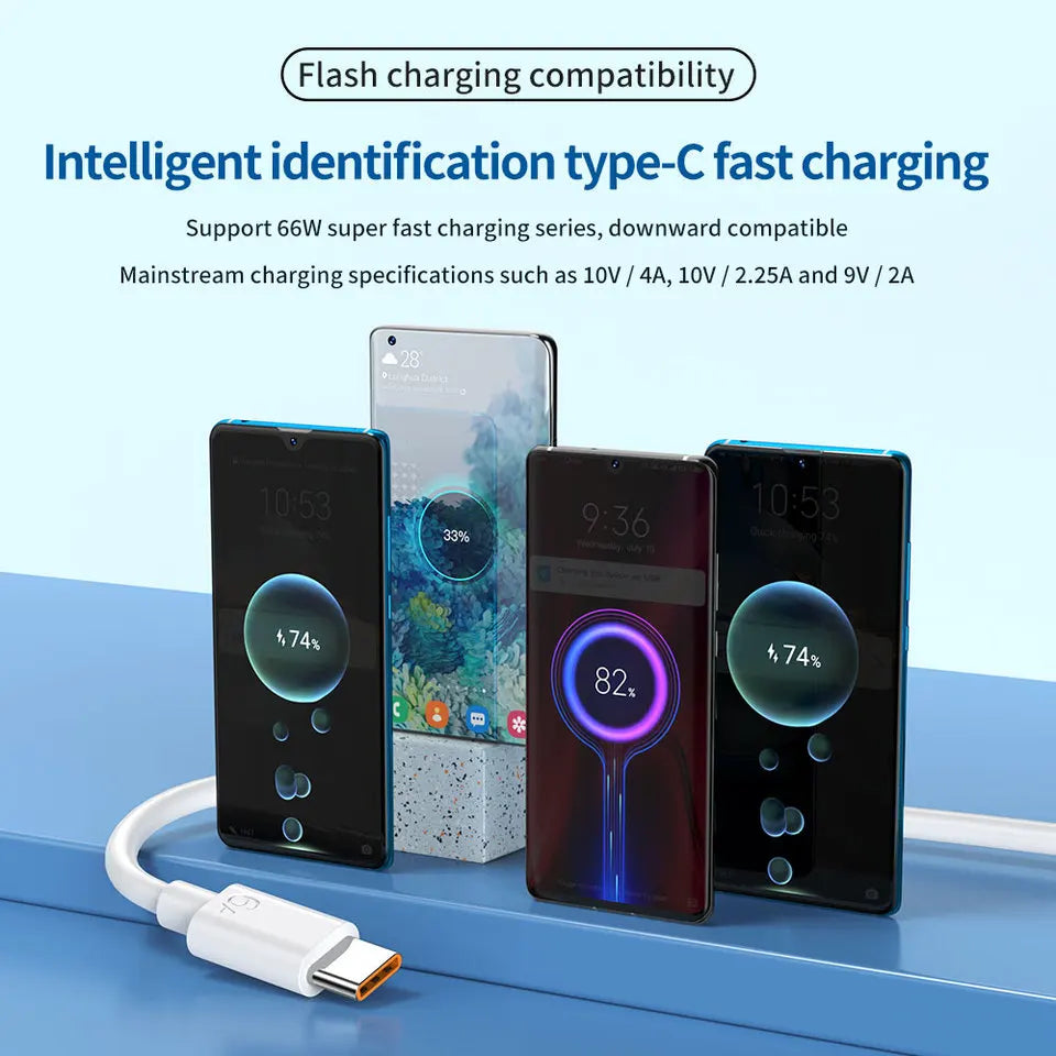 66W 6A USB-C Fast Charging Cable | Xiaomi Samsung Huawei