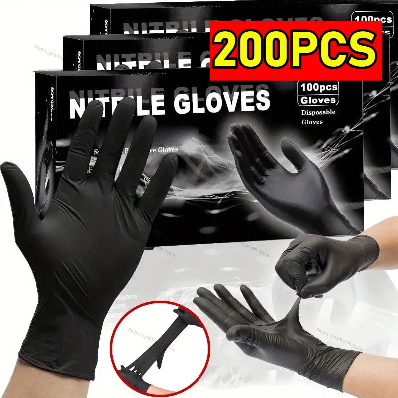 Black Nitrile Dishwashing Gloves 100 Pack – Powder-Free S–XL