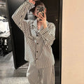 Women's Striped Pajama Set – 2-Piece Korean Sleepwear