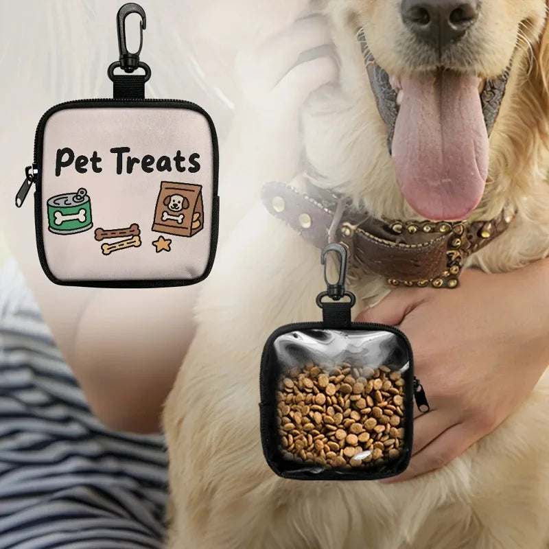 Dog Print Treat Bag with Hook & Zipper | Pet Training Pouch