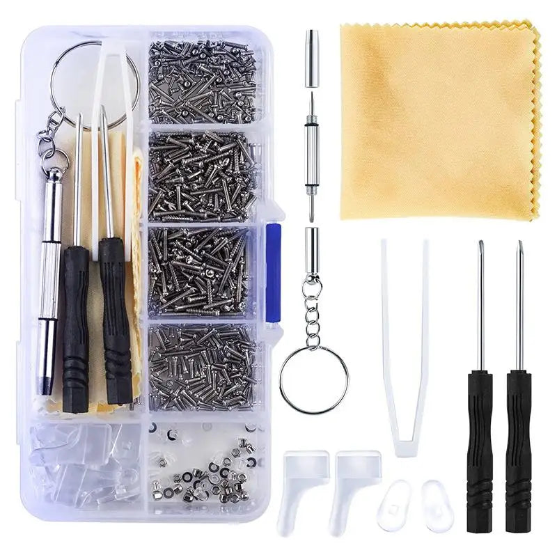 500-Piece Eyeglass Repair Kit – Screws, Nose Pads & Screwdriver