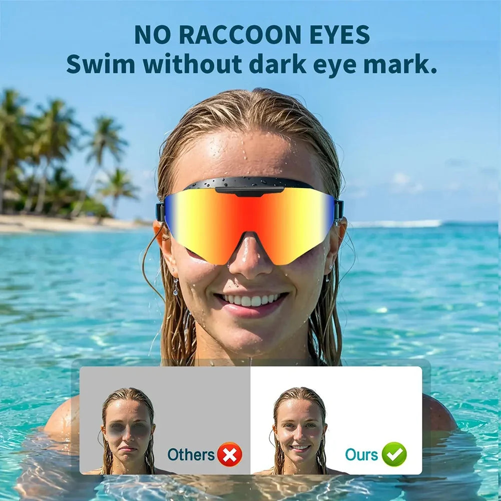 Mirrored Anti-Fog Swim Goggles | Wide View Large Frame & Earplugs