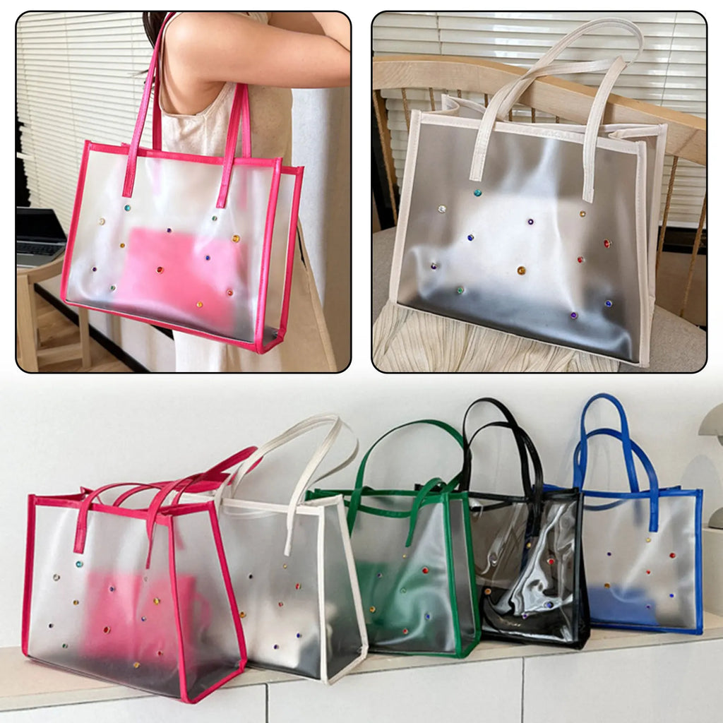 HOBBAGGO Clear Large Tote Bag – Waterproof PVC Beach Shoulder Bag