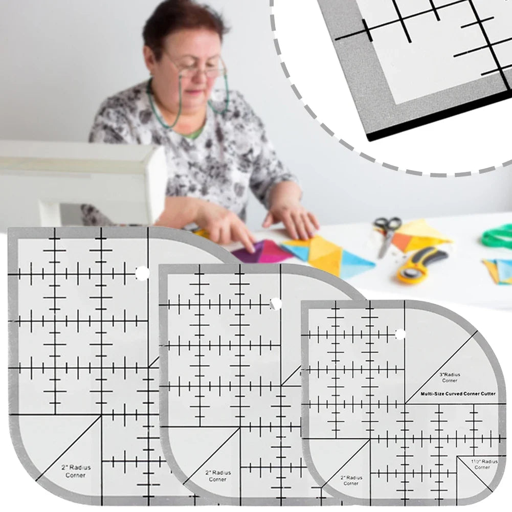 Acrylic Non-Slip Curved Corner Cutter Ruler | Quilting Template