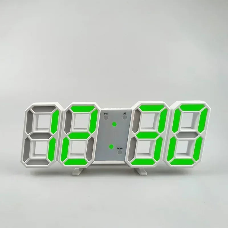 3D LED Digital Wall Clock | Alarm, Date & Temperature Display