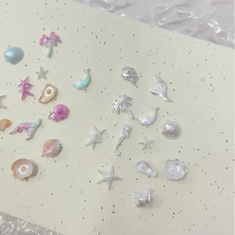 50 Pcs Ocean Resin Nail Art Charms – Shell, Starfish & Conch Set