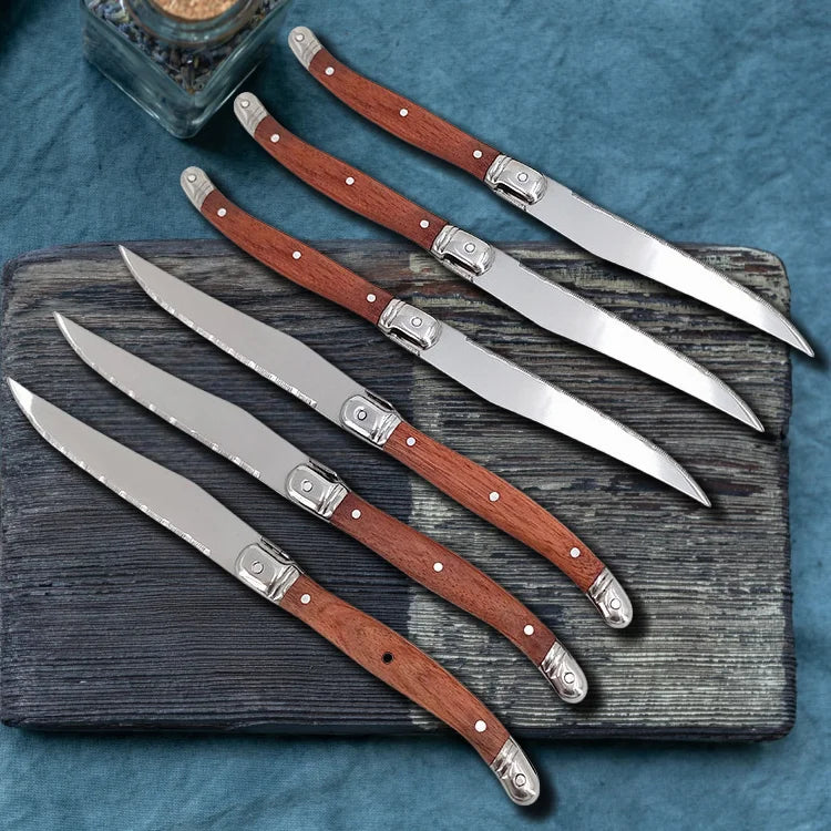 Serrated Steak Knives Set 1–8 Pc | Full Tang Wood Handle