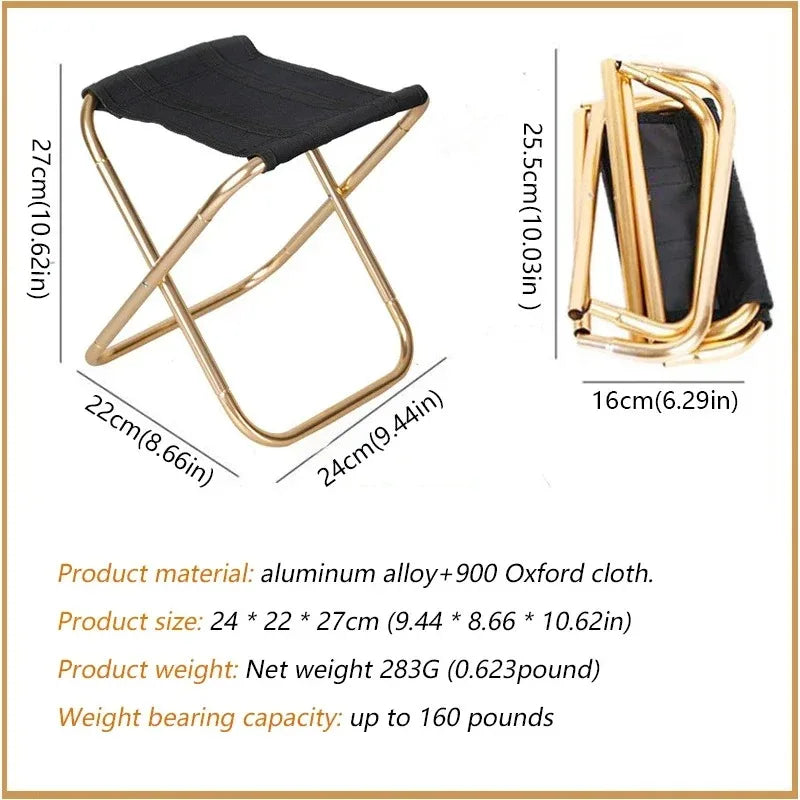 Golden Aluminum Folding Camping Chair with Carry Bag