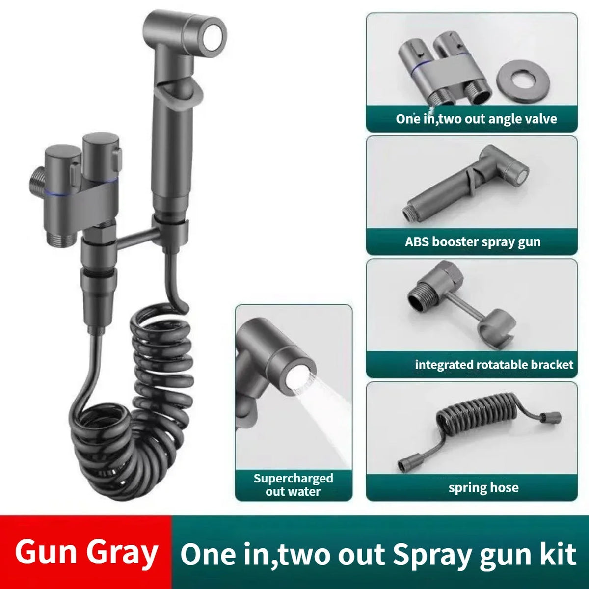 High-Pressure Handheld Bidet Spray Gun | 3-Way Angle Valve