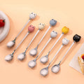 Stainless Steel Coffee Dessert Spoons Long Cat Handle Cartoon Ice