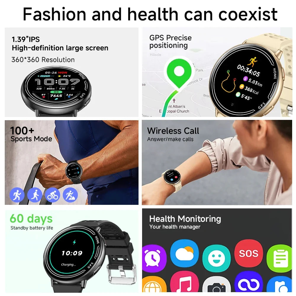 Yoateo Smart Watch | Built-In GPS, Bluetooth Call, IP68, 100+ Sports