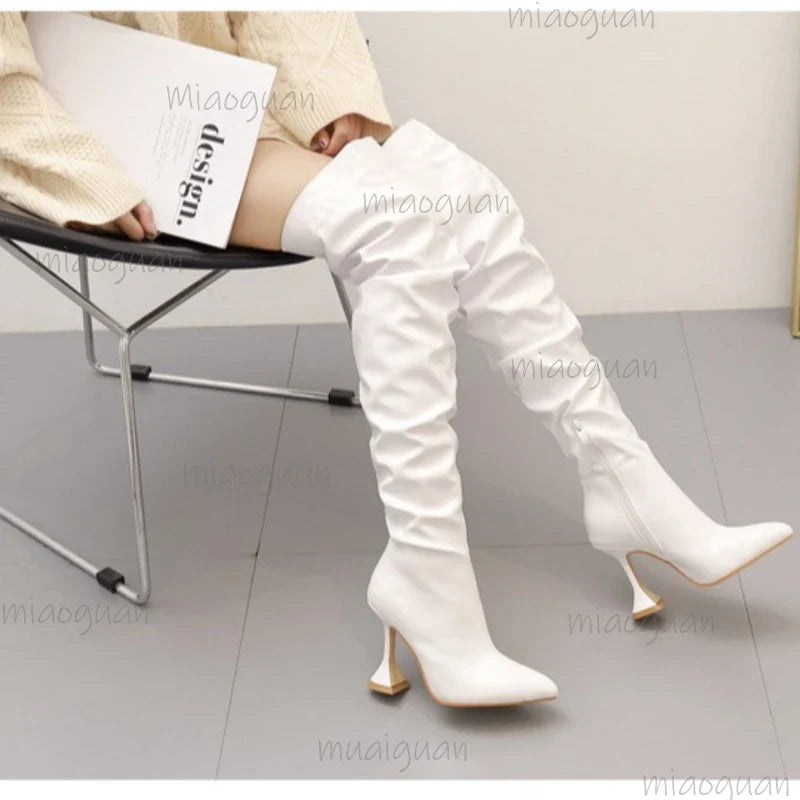 Women's Over-the-Knee Stiletto Boots – Pointed Toe Zipper