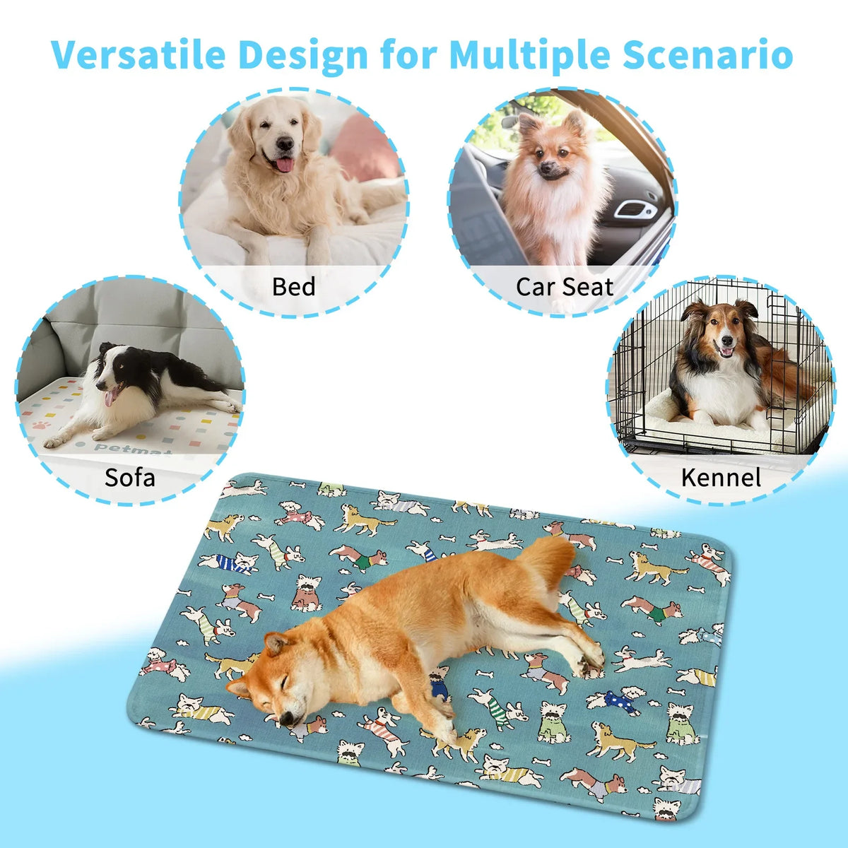 Summer Cooling Ice Silk Mat Pet Dog Cat Nap Bite Resistant Moisture