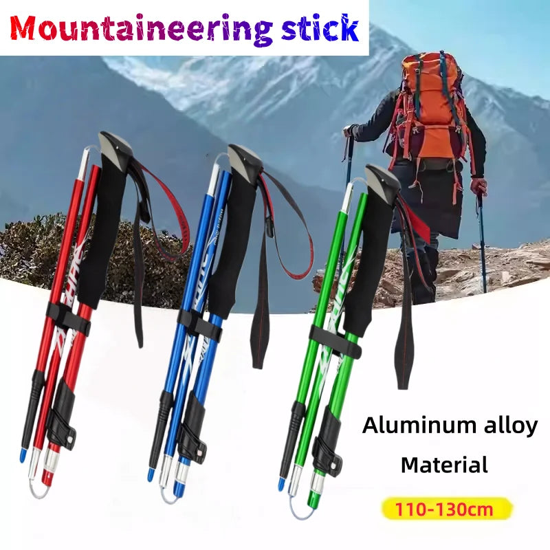 Folding Aluminum Hiking Stick – Lightweight 5-Section Staff