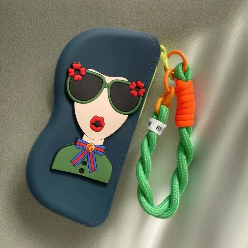 Silicone Eyewear Case Women Vibrant Lanyard Portable Glasses Pouch