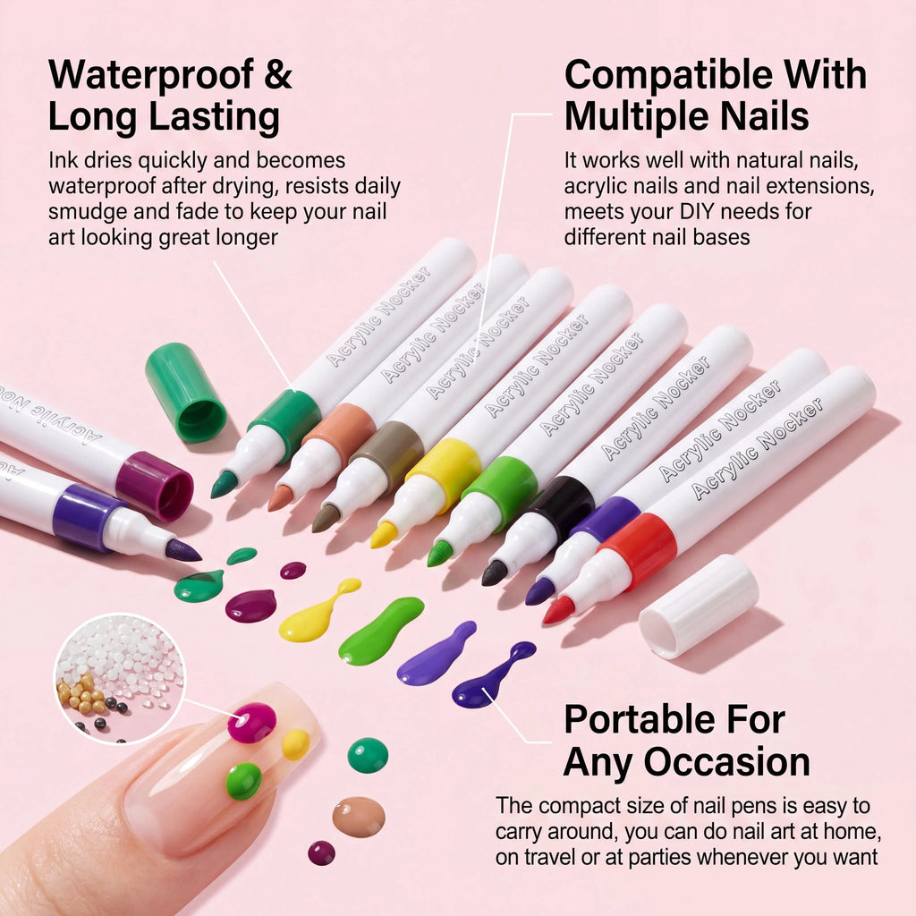 Nymixa 3D Nail Art Pens – 12 Colors Waterproof DIY Manicure Set
