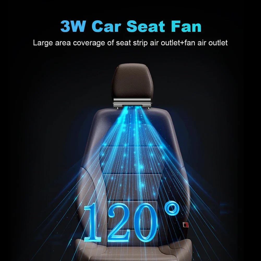 USB Car Rear Headrest Cooling Fan – 3-Speed Seat Ventilator