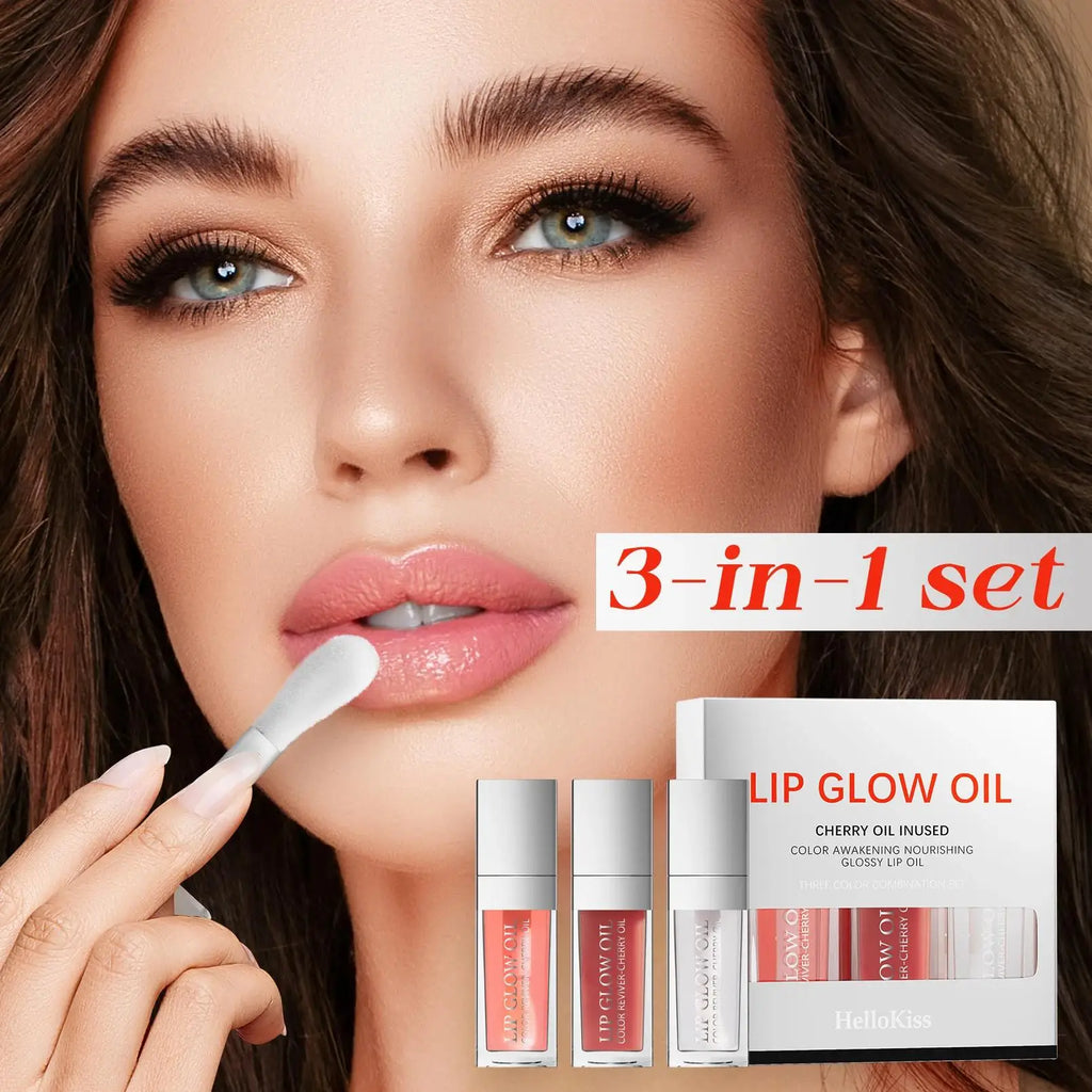 Hello Kiss Lip Oil Trio – Glossy, Hydrating & Long-Lasting