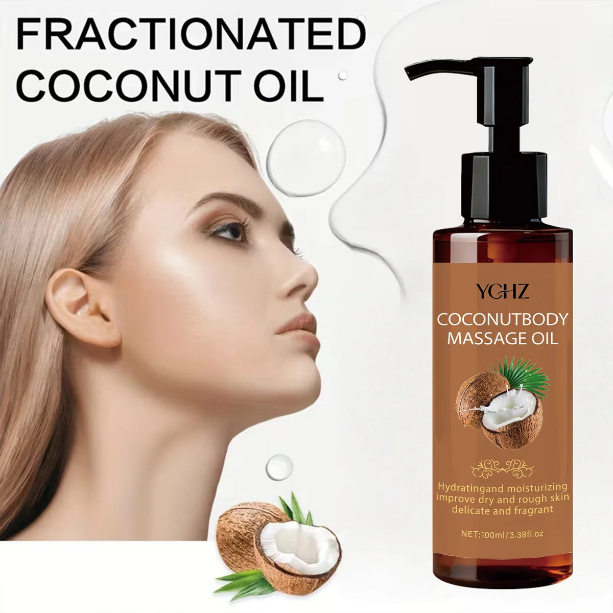 YCHZ Coconut Massage Oil – Hydrating Body, Face & Hair | 100ml