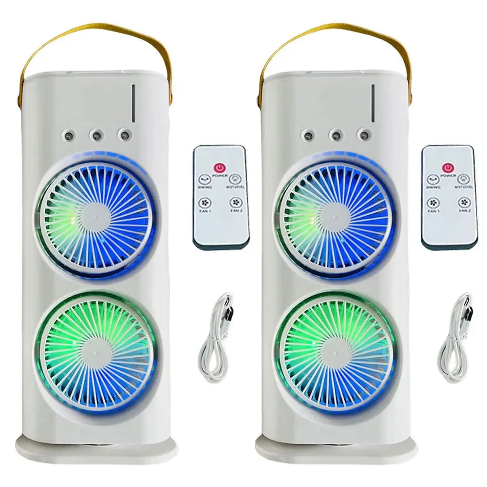 URGGU Dual-Head Desktop Ice Fog Mist Fan – Oscillating Cooler