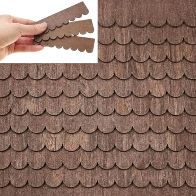 50x 1:12 Scale Miniature Dollhouse Roof Shingles – Brown Wood