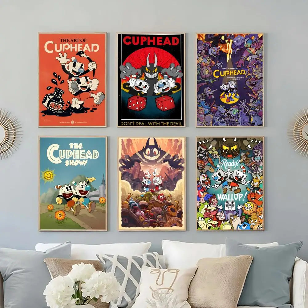 Cuphead Game Poster – HD Self-Adhesive Waterproof Wall Art