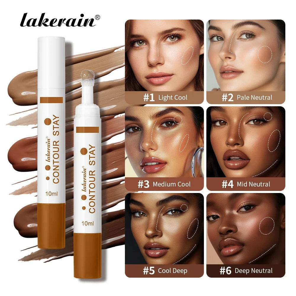 Lakerain 6-Shade Liquid Contour Cream – Long-Wear Bronzer