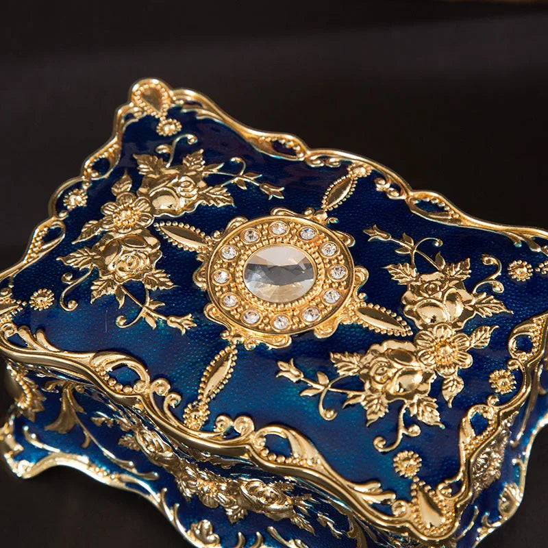 European Retro Metal Jewelry Box – Ring & Necklace Storage