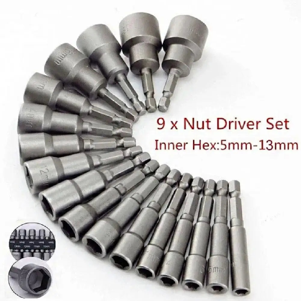 Hex Nut Driver Socket Set 9/14 Pc – CRV 5mm–13mm