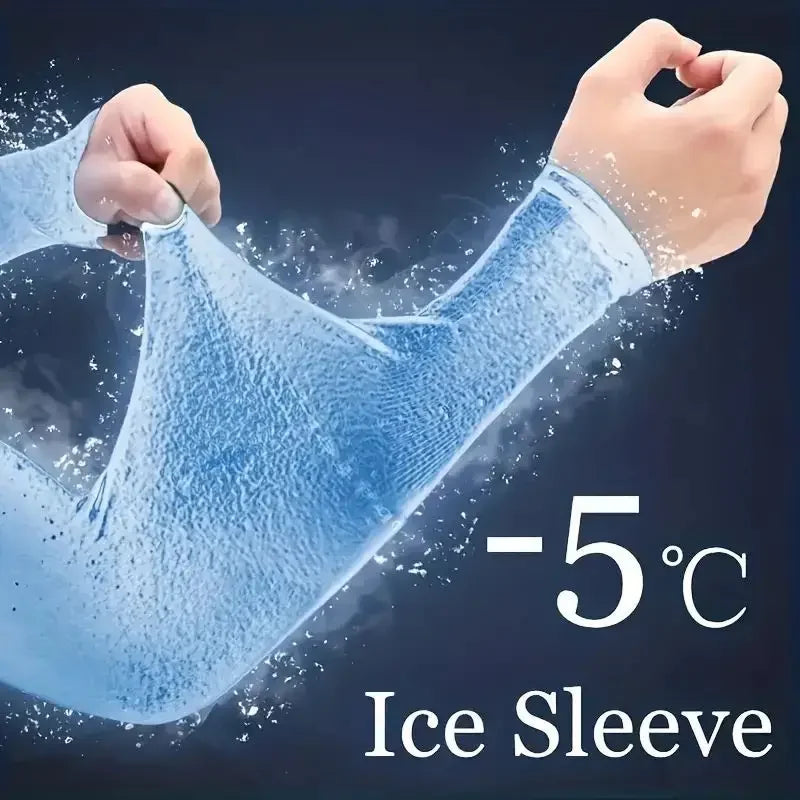 Cooling Ice Silk Arm Sleeves – UV Sun Protection for Men & Women