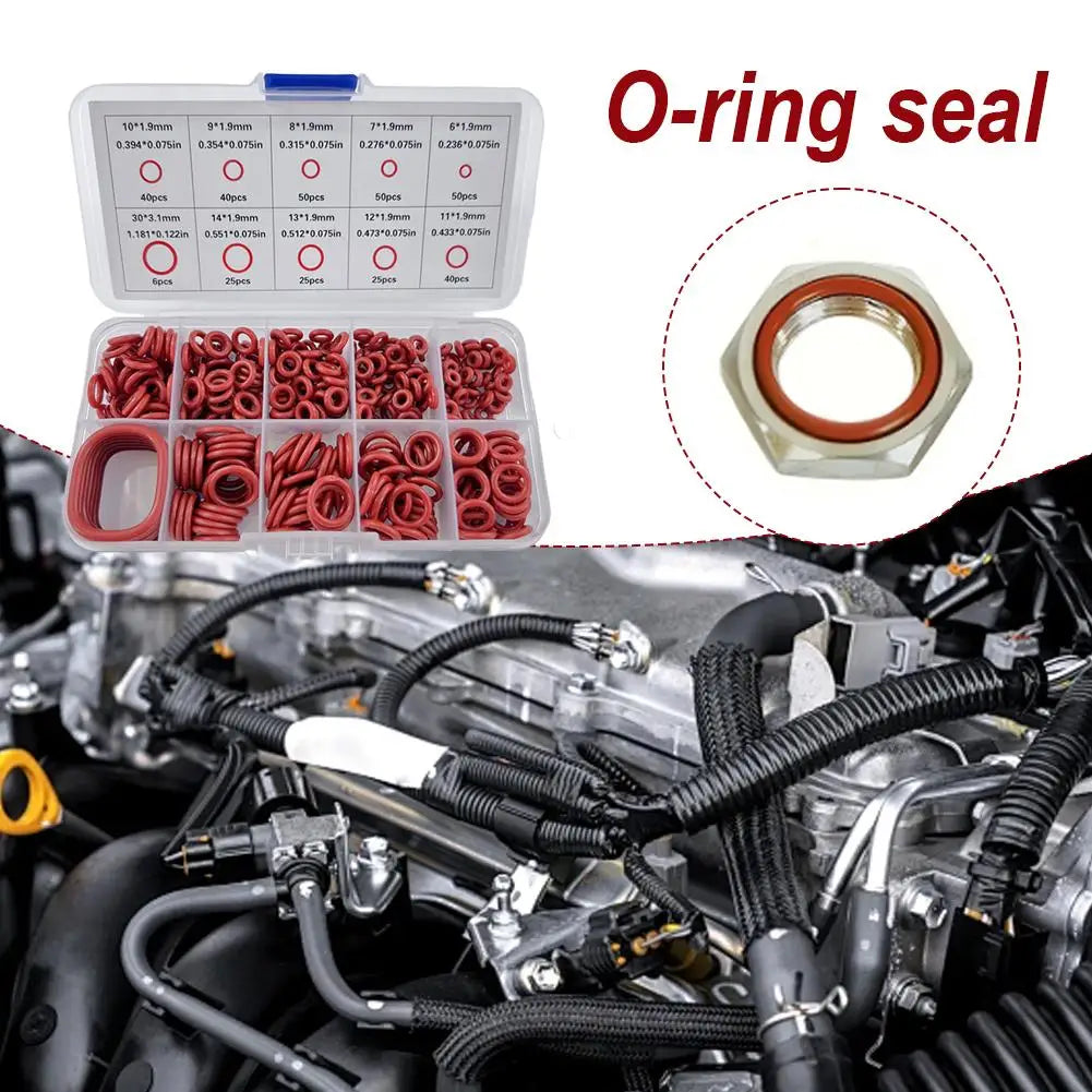 351-Piece Silicone O-Ring Kit – 10 Sizes, Oil & Heat Resistant