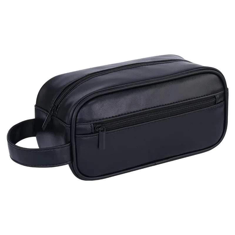 Large Capacity Men Leather Travel Wash Bag Business Trips Portable