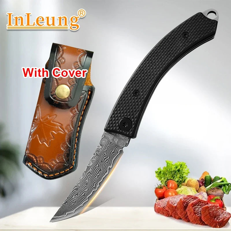 Damascus Steel Folding Pocket Knife – Sharp Multi-Purpose Blade