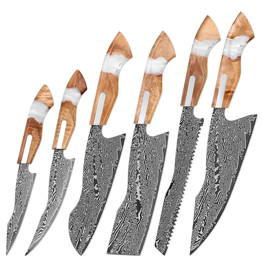 XITUO Damascus Steel Kitchen Knife Set 1–6 PCS | Japanese Chef