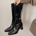 Women's Square Block Heel Mid-Calf Boots | Side Zip