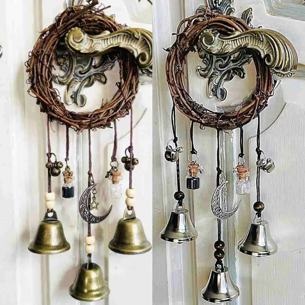 Witch Bells Door Hanger | Handmade Wiccan Wind Chime Wreath