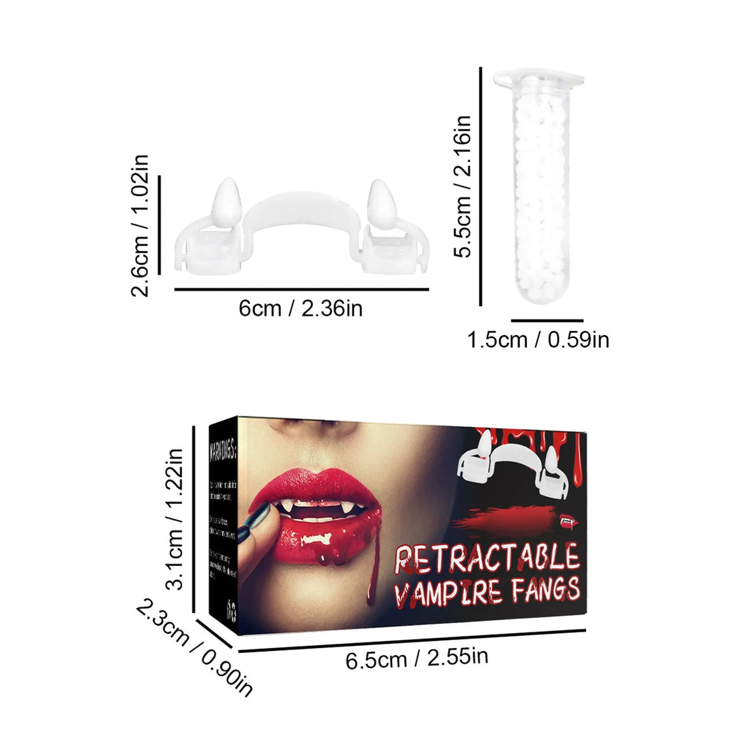 Retractable Vampire Fangs – Halloween Zombie Teeth Cosplay Props