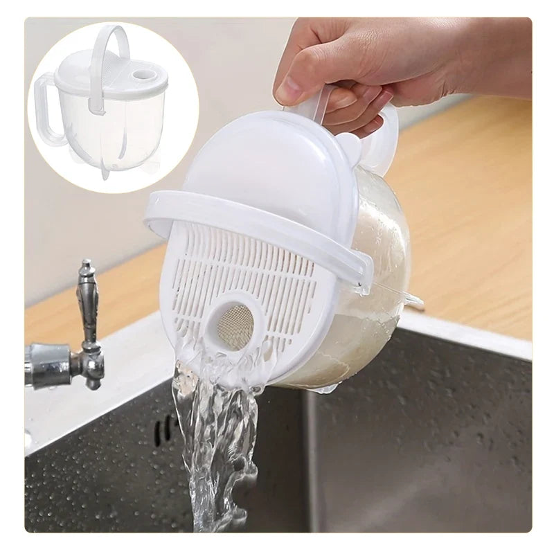 Rice Washer Hand-free Washing Basin Sieve Plastic Panning Basket