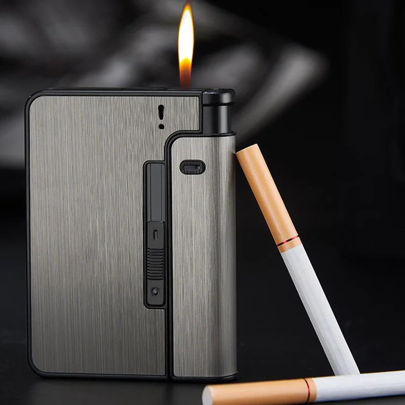 Automatic Metal Cigarette Case – Holds 10 King Size | Men's Gift
