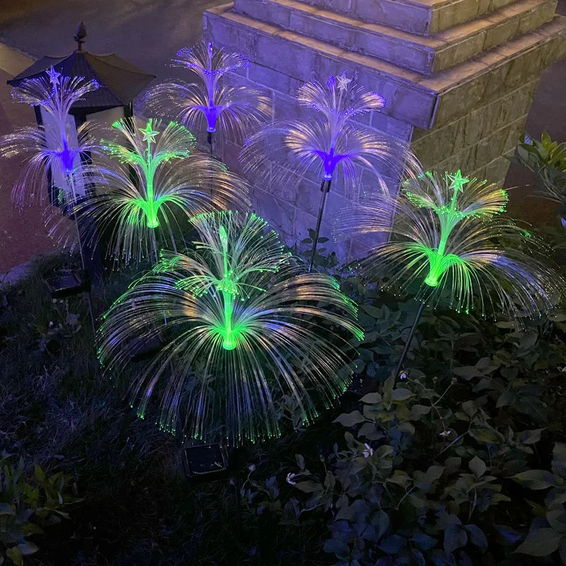 Solar LED Optical Fiber Lamp Jellyfish Five-pointed Star Outdoor