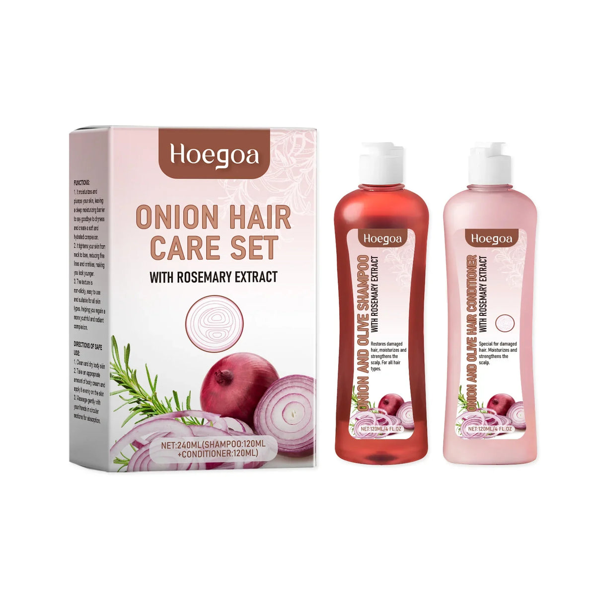 HOEGOA Onion & Rosemary Shampoo Set for Dry Frizzy Hair