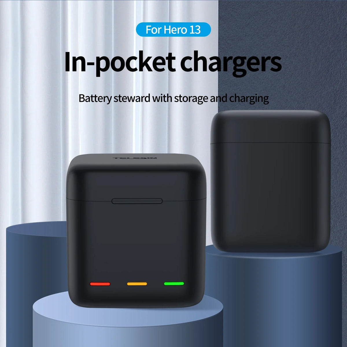 TELESIN Portable Battery Charger 3 Slot Fast Charging Gopro Hero 13