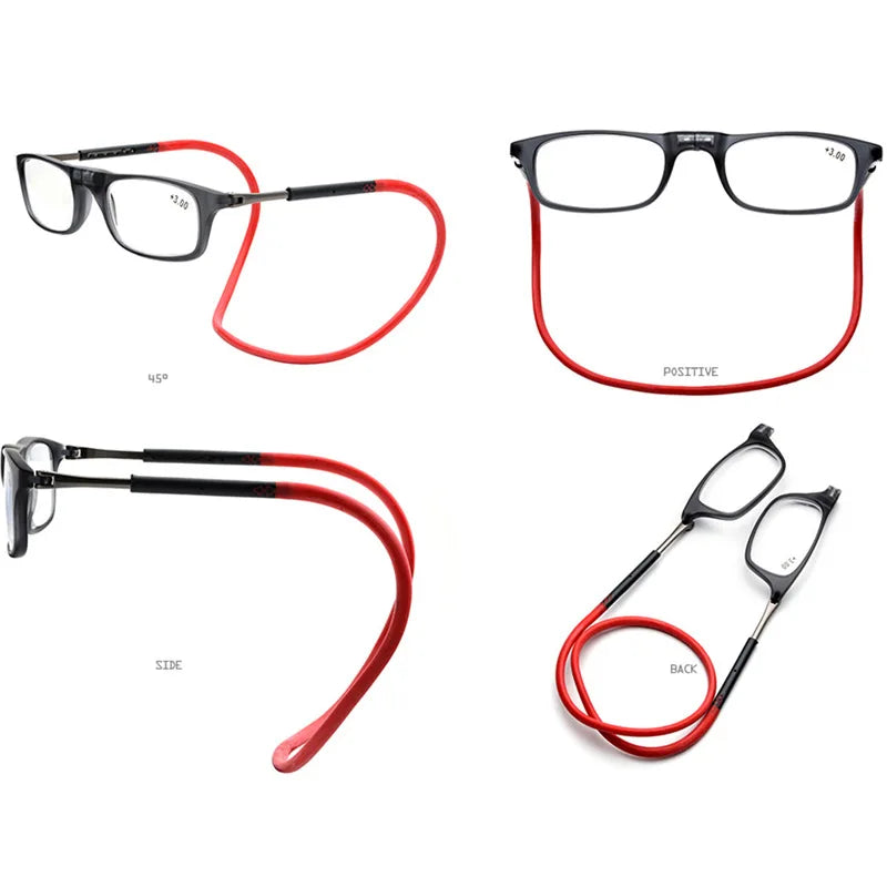 Folding Neck-Hanging Reading Glasses – HD Magnetic Resin Lenses