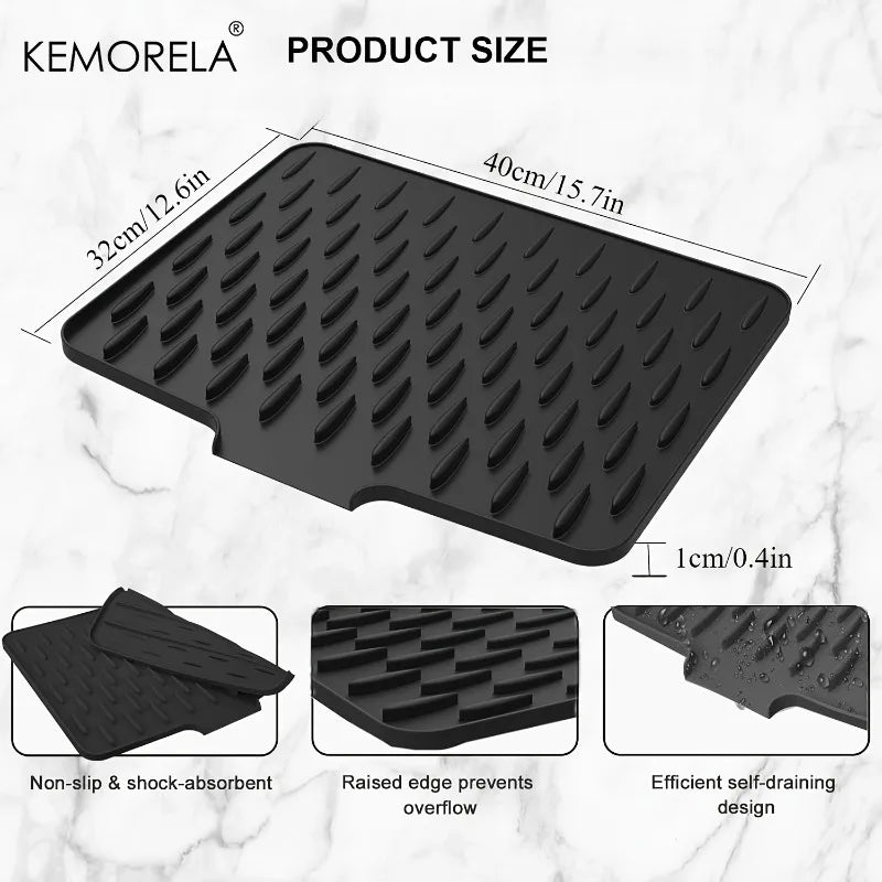 KEMORELA Silicone Drain Mat – Kitchen Countertop & Sink Mat