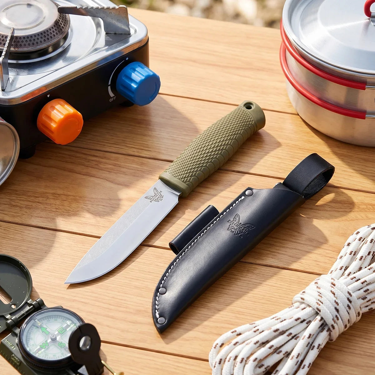 Outdoor Camping Fixed Blade Knife – D2 Steel & Leather Sheath