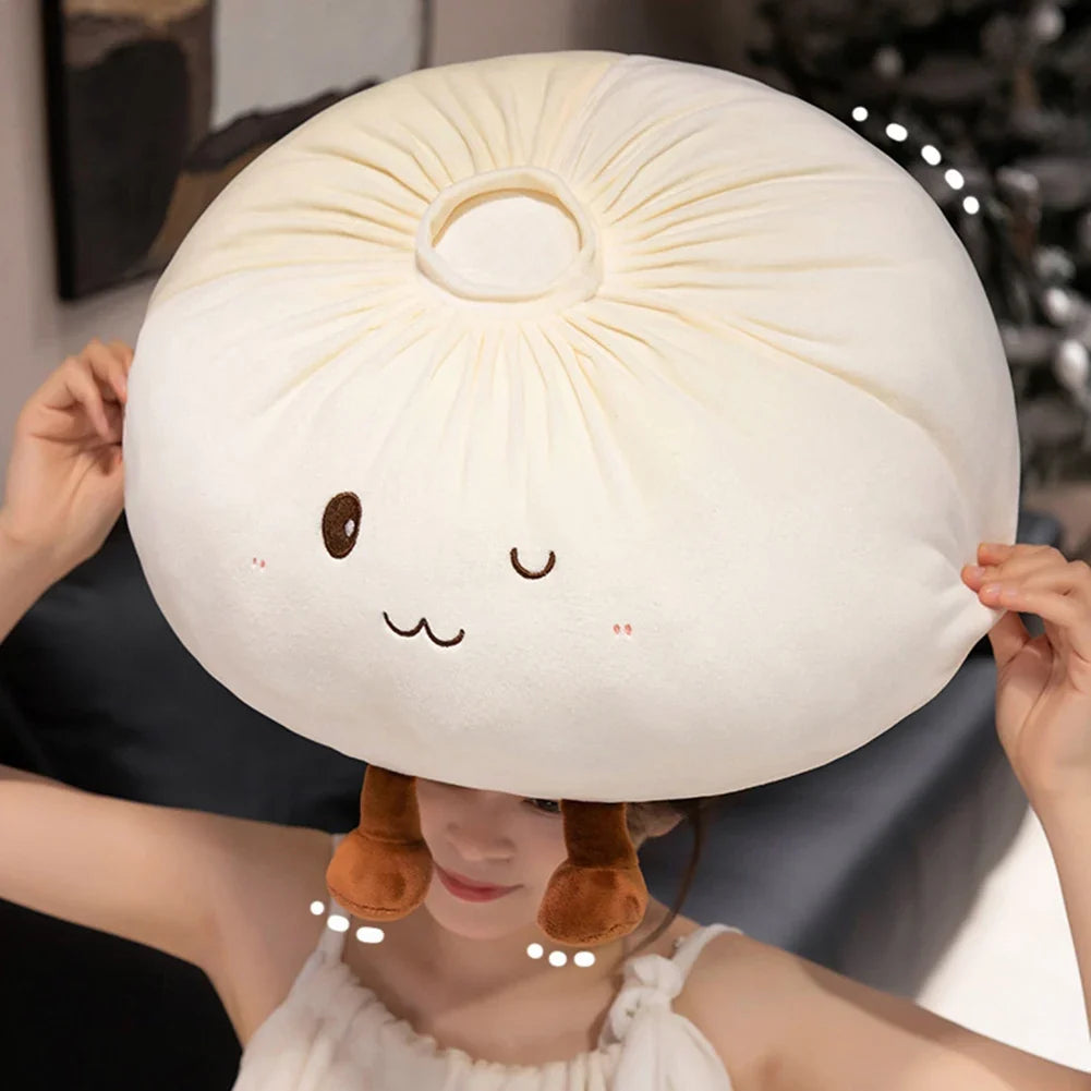Cute Steamed Bun Plush Pillow | Stuffed Dumpling Throw Pillow